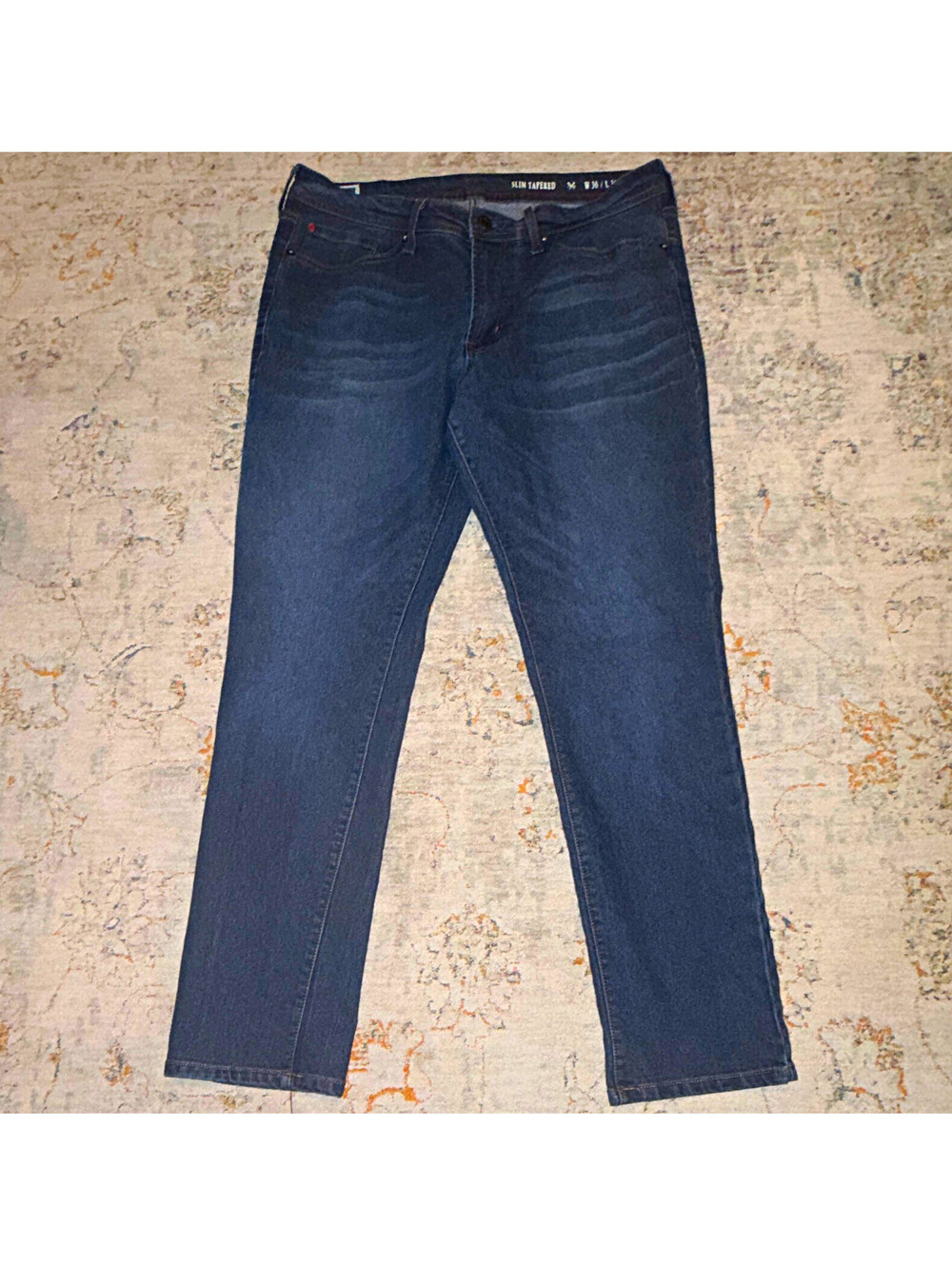 MBX Men’s Slim Tapered Jeans Dark Wash Blue Denim 5-Pocket Zip/Button A340